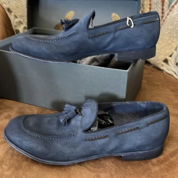 LEMARGO Shoes for Men Size 42 Blue Suede With Tassels New LEMARGO Shoes for Men Size 42 Blue Suede With Tassels New  main image 2